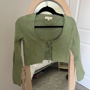 Green Pacsun tie front cropped sweater